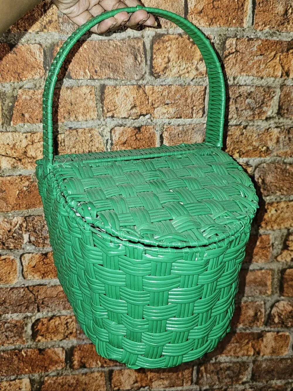 Zara Green Picnic Basket Handbag/Tote